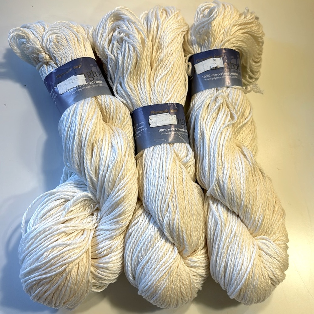 NWT Covington Worsted yarn from Plymouth. Bundle of 3 3.5 oz hanks in white.